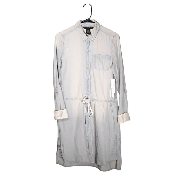 Calvin Klein Dresses & Skirts - Calvin Klein Jeans Women's Shirt Dress Button Up Light Wash Denim Jean Small NWT
